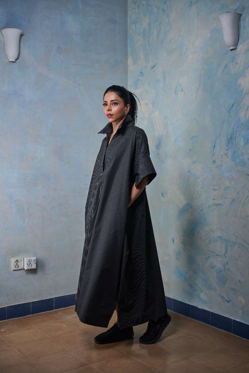 Gulabo - Pinstripe Dress - Pure Egyptian Cotton - Blackish Grey - 1 Piece