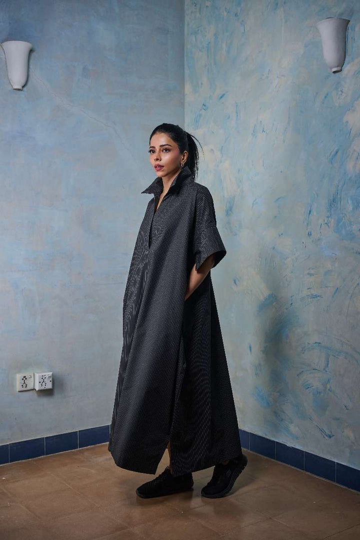 Gulabo - Pinstripe Dress - Pure Egyptian Cotton - Blackish Grey - 1 Piece