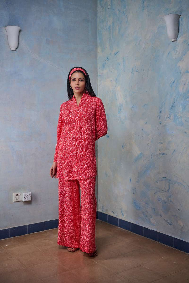 Gulabo - Cherry Crush - Blended Heavy Crepe - Red/White - 2 Piece