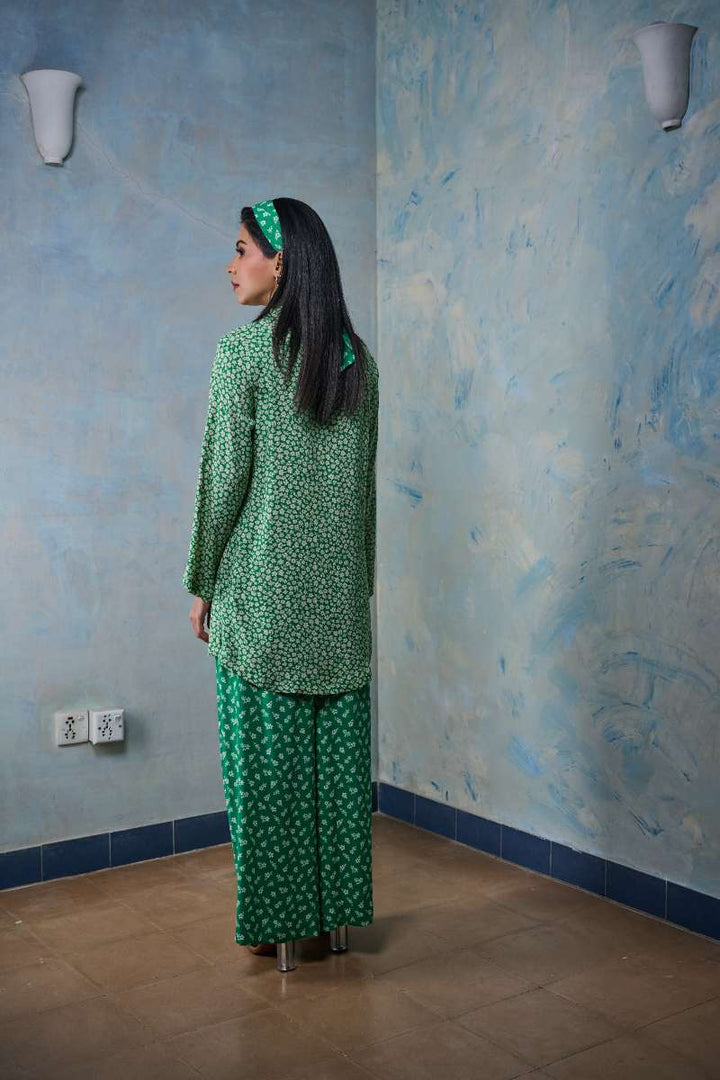 Gulabo - Garden Glow - Blended Heavy Crepe - Green/White - 2 Piece