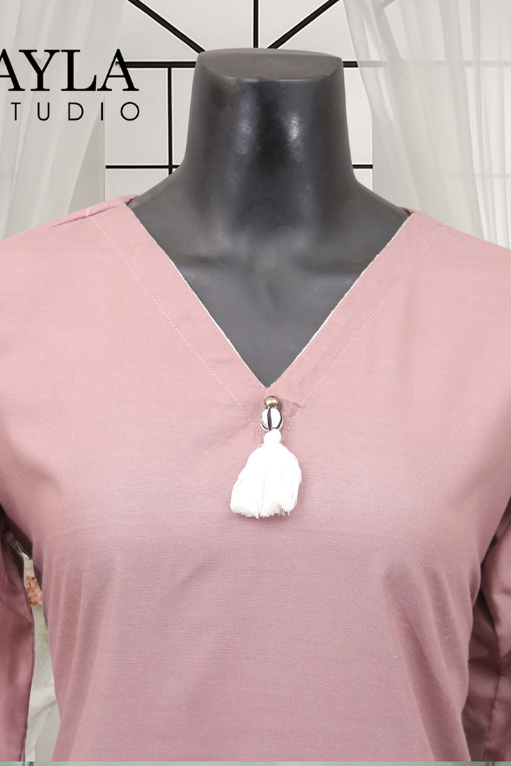 Ayla Studio - 2 pcs solid embroidery - GUL-E-NAZUK - SOFT MUAVE - Wash & Wear