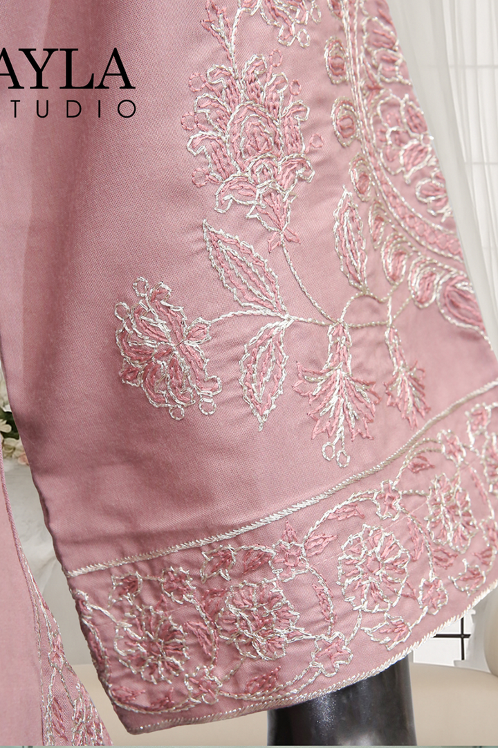 Ayla Studio - 2 pcs solid embroidery - GUL-E-NAZUK - SOFT MUAVE - Wash & Wear