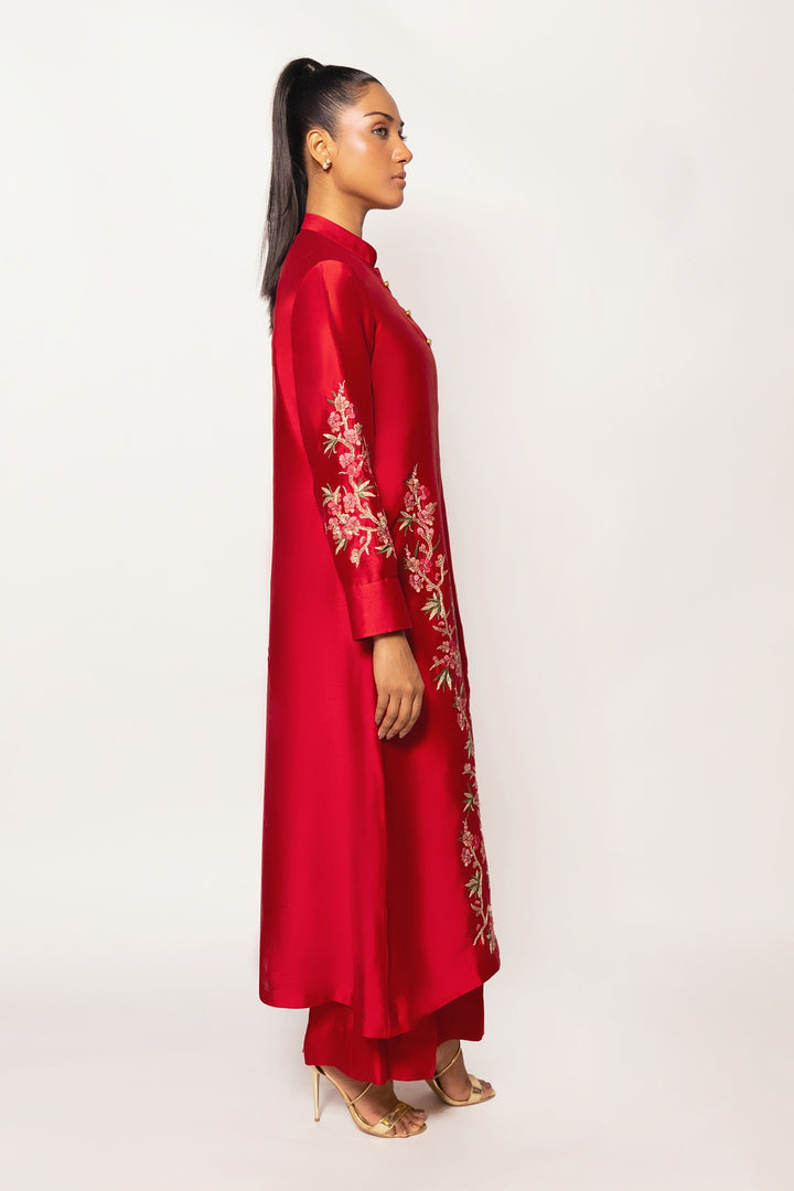 Gulenoor The Crimson Caravan Suit Red 3 Piece