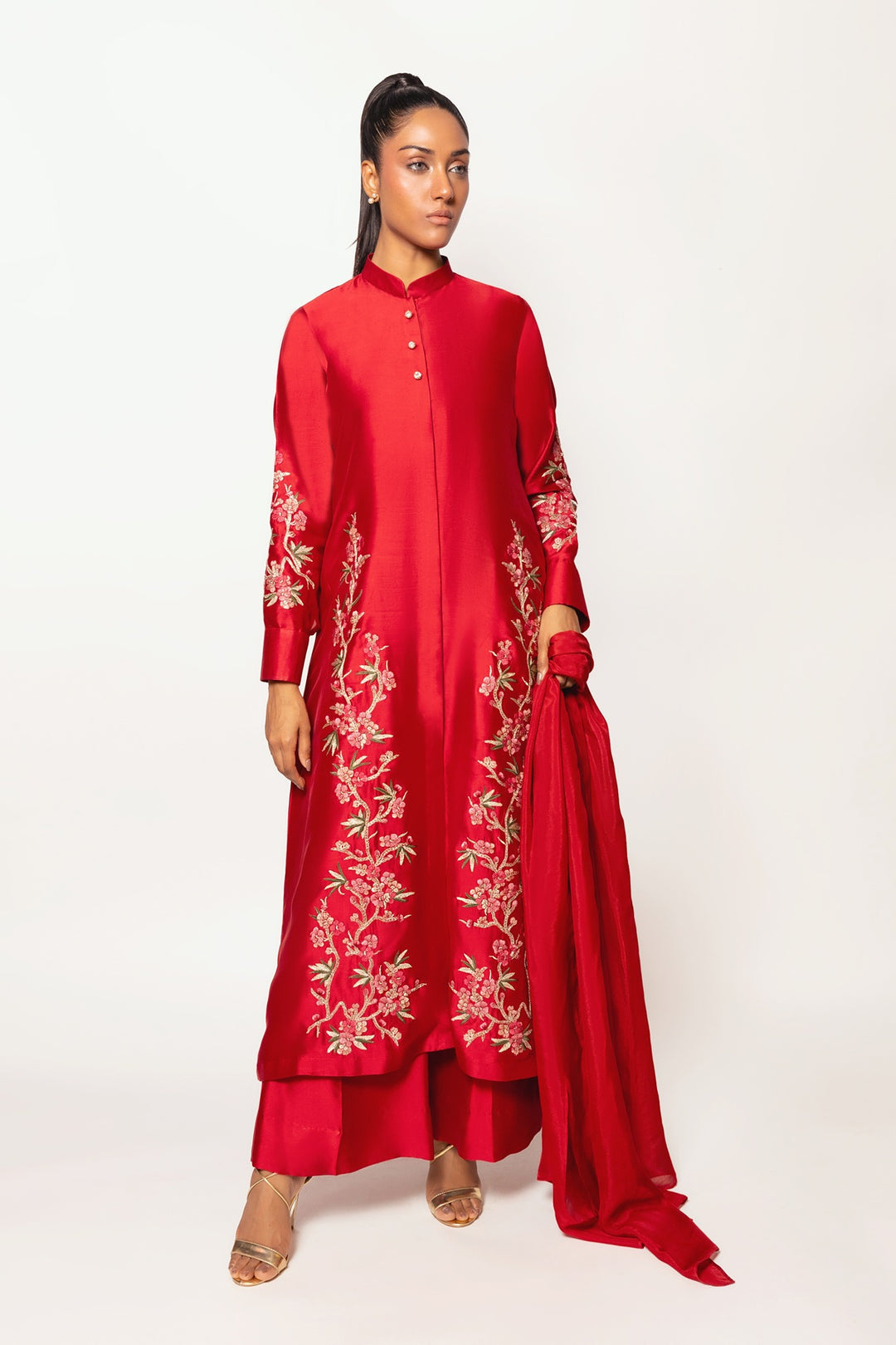 Gulenoor The Crimson Caravan Suit Red 3 Piece
