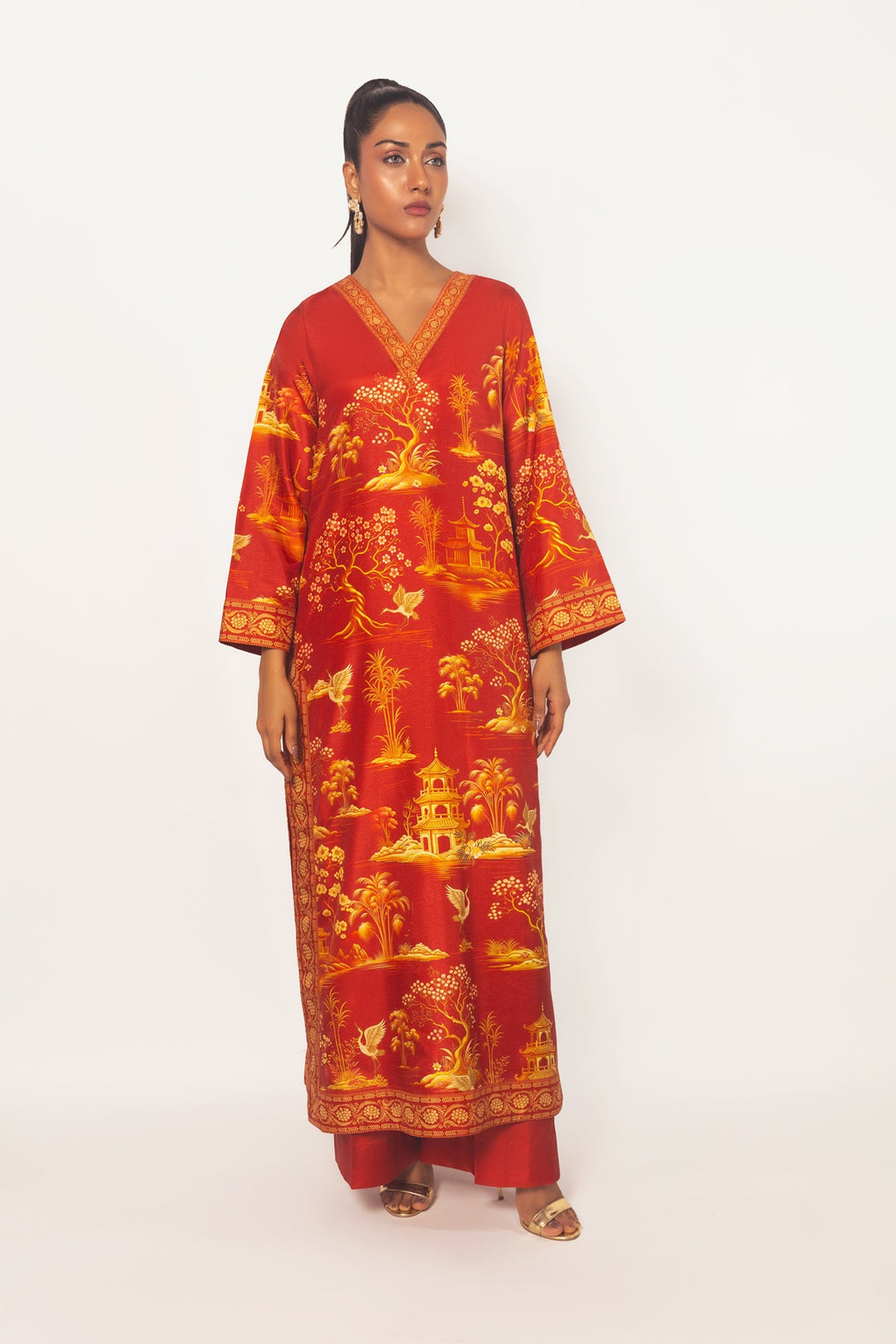Gulenoor The Imperial Dynasty Kaftan Red 2 Piece