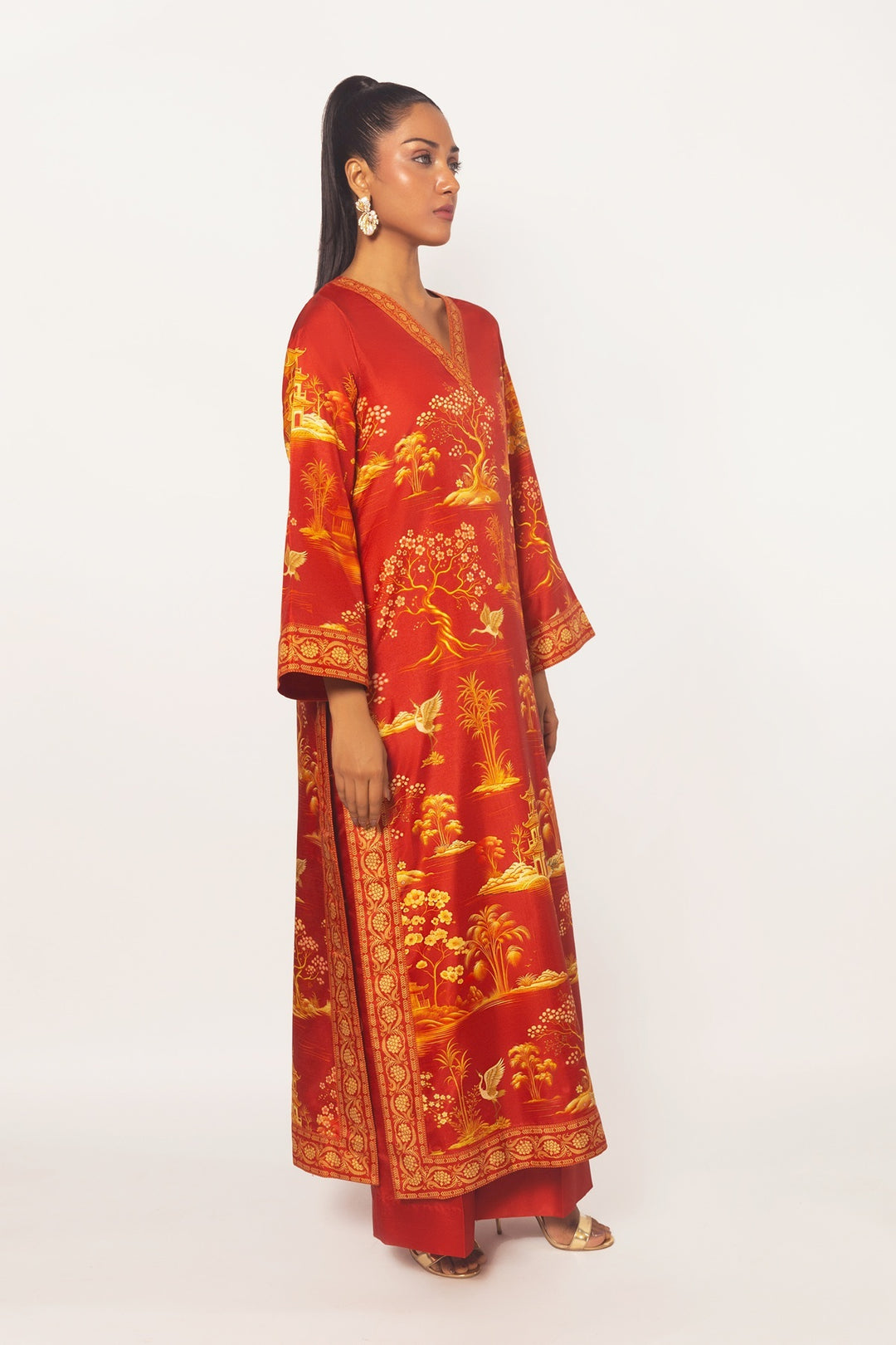 Gulenoor The Imperial Dynasty Kaftan Red 2 Piece
