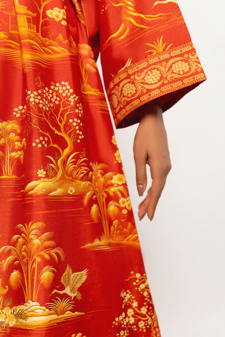 Gulenoor The Imperial Dynasty Kaftan Red 2 Piece