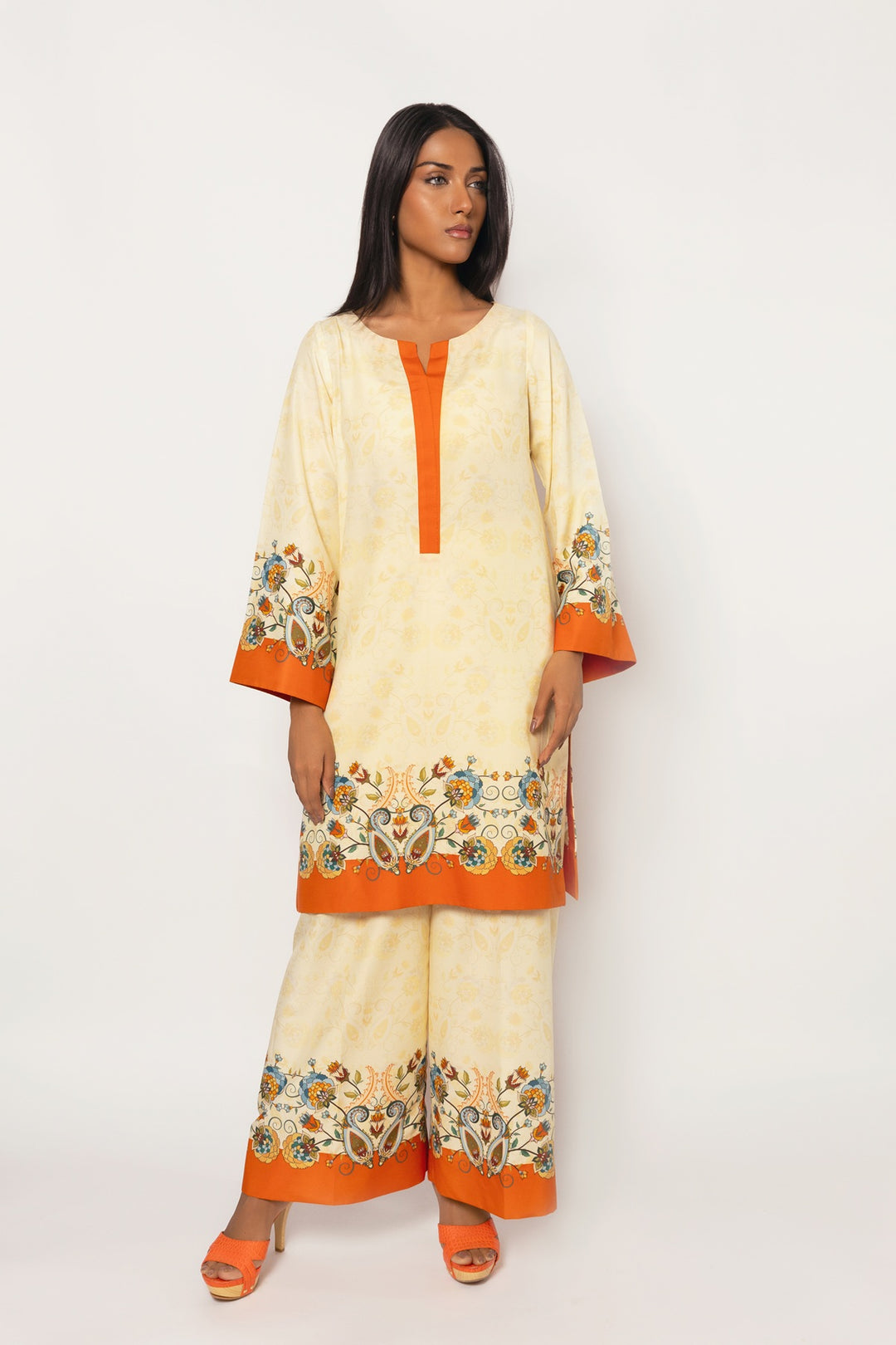 Gulenoor The Samarkand Sundown Co-ord set Cream 2 Piece