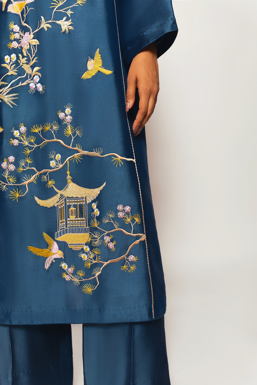 Gulenoor The Teal Pagoda Suit 3 Piece