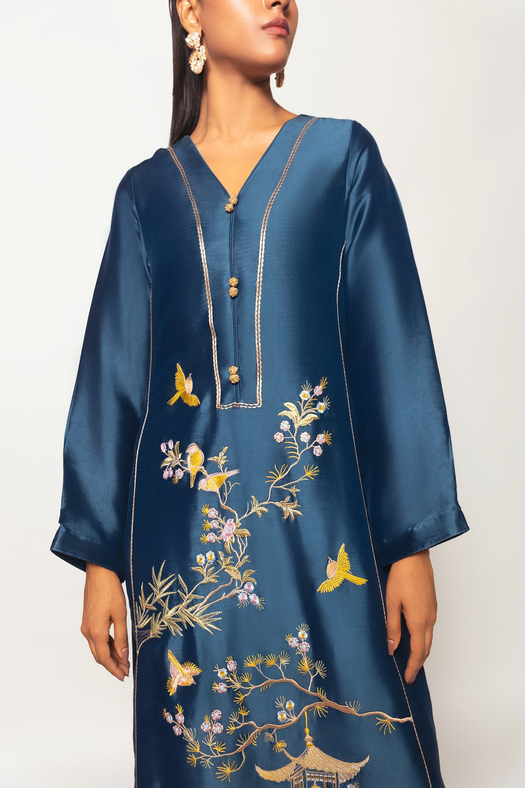Gulenoor The Teal Pagoda Suit 3 Piece