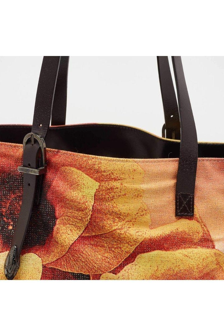 Haute Secret Shoppers - Roberto Cavalli Multicolor Floral Print Shimmer Fabric and Leather Tote