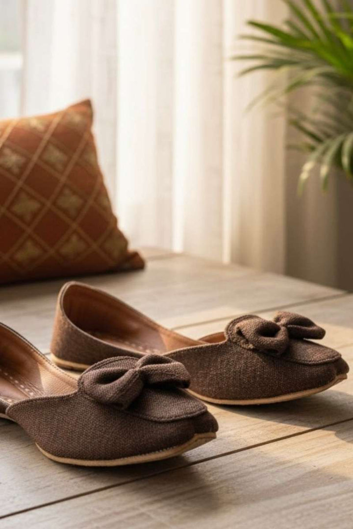 Hemo Handicraft - Onyx Bow -Loafers - Jute - Dark Brown
