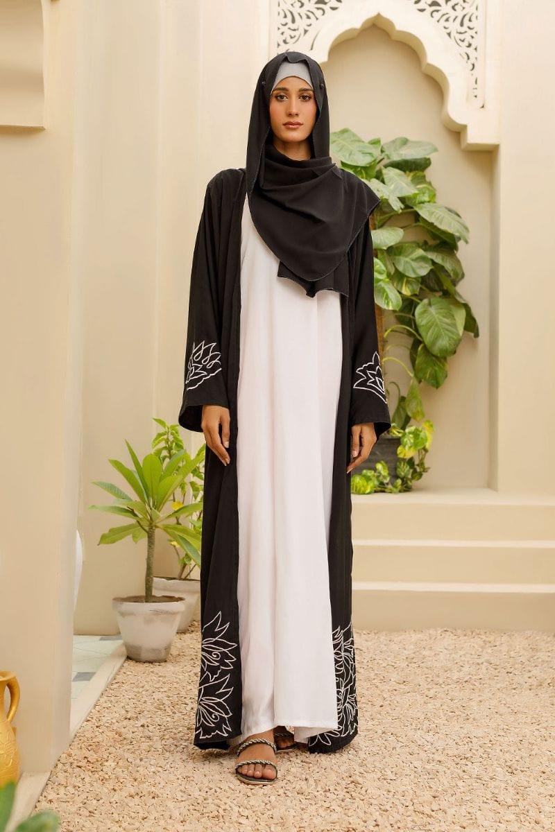 Hijabi - Double-Layer Abaya with White Malai Inner