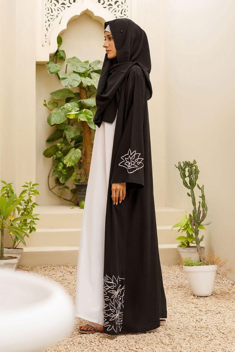 Hijabi - Double-Layer Abaya with White Malai Inner