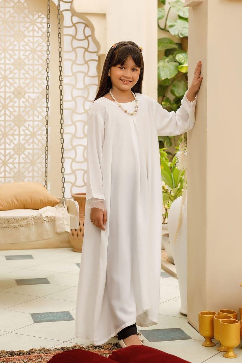 Hijabi Kids - Pacific Pearl Abaya for Kids - White