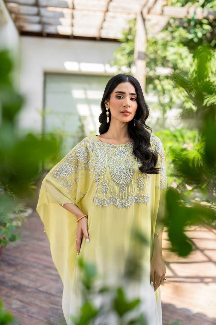 Hina Khawaja in Natasha Kamal - Peridot - shaded kaftan - Georgette with slip of crepe de chin - 2 Piece