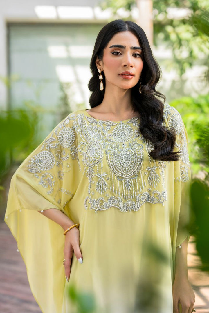 Hina Khawaja in Natasha Kamal - Peridot - shaded kaftan - Georgette with slip of crepe de chin - 2 Piece