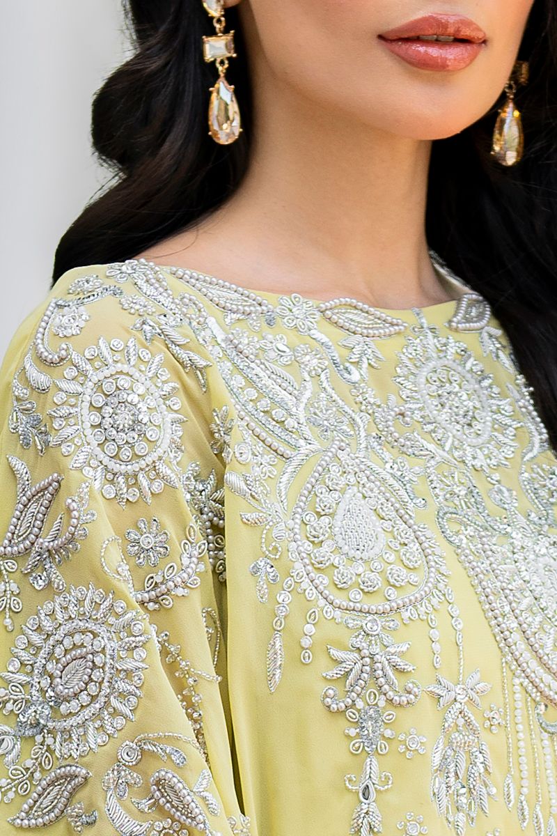 Hina Khawaja in Natasha Kamal - Peridot - shaded kaftan - Georgette with slip of crepe de chin - 2 Piece