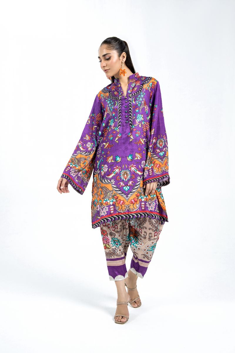 Laleen - Hue Haven Raw Silk Suit For Women - Purple - 2 Piece