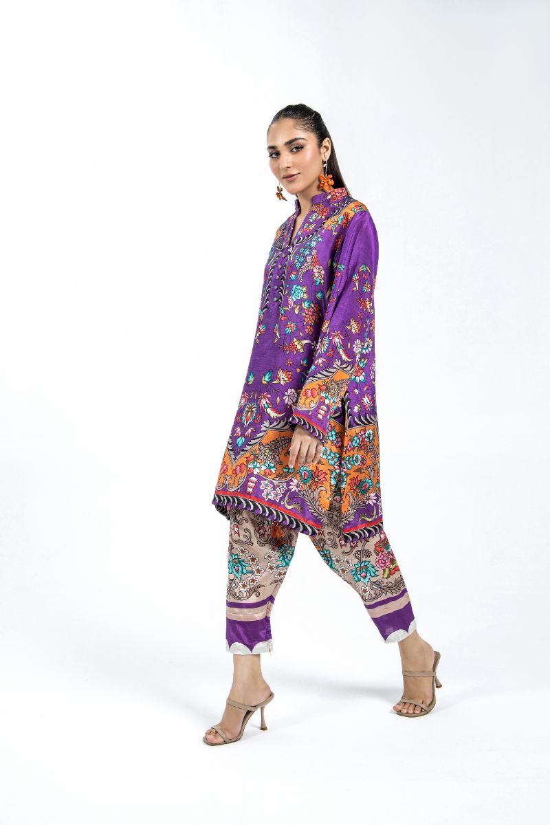 Laleen - Hue Haven Raw Silk Suit For Women - Purple - 2 Piece