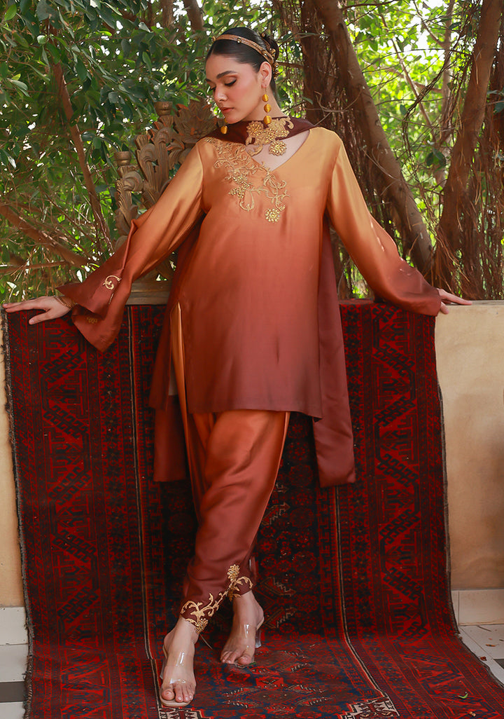 Huma Adnan Aabira Suit Brown 3 Piece