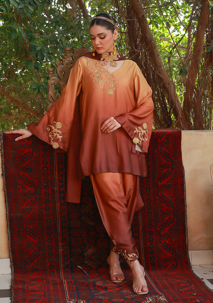 Huma Adnan Aabira Suit Brown 3 Piece