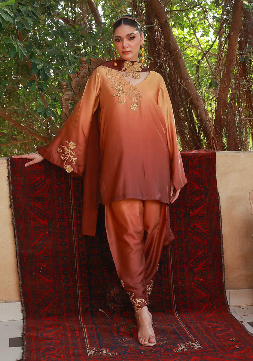 Huma Adnan Aabira Suit Brown 3 Piece