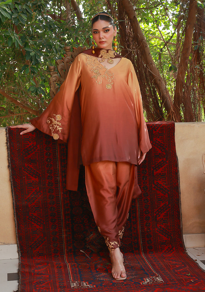 Huma Adnan Aabira Suit Brown 3 Piece