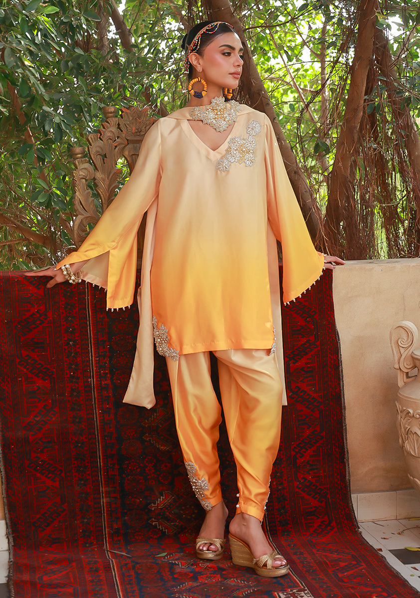 Huma Adnan Ruveena Suit Yellow 3 Piece