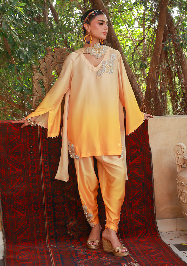 Huma Adnan Ruveena Suit Yellow 3 Piece