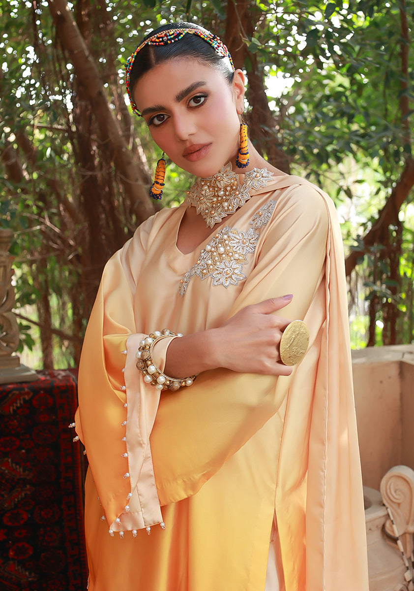 Huma Adnan Ruveena Suit Yellow 3 Piece