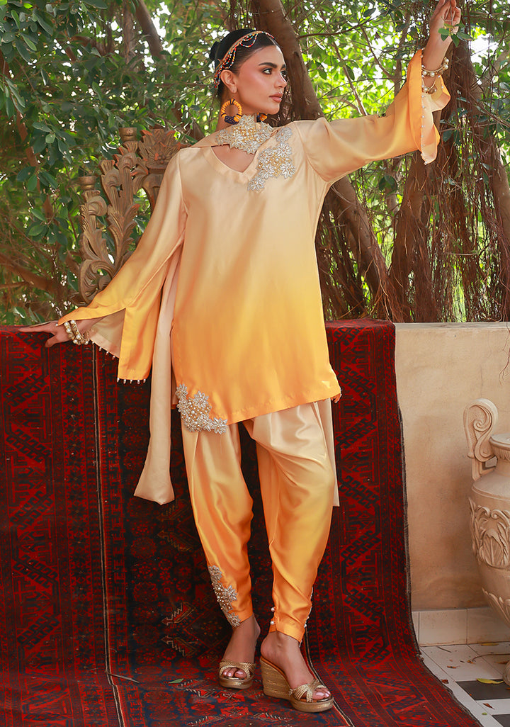 Huma Adnan Ruveena Suit Yellow 3 Piece