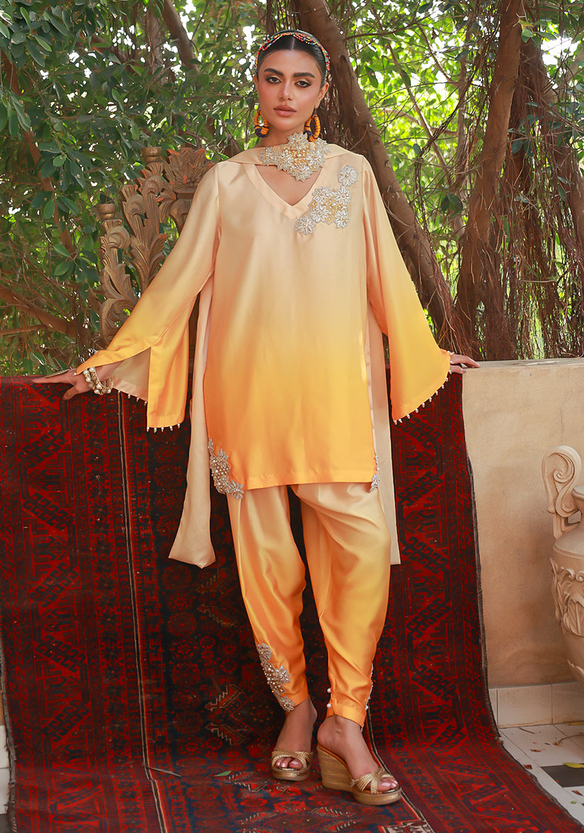 Huma Adnan Ruveena Suit Yellow 3 Piece