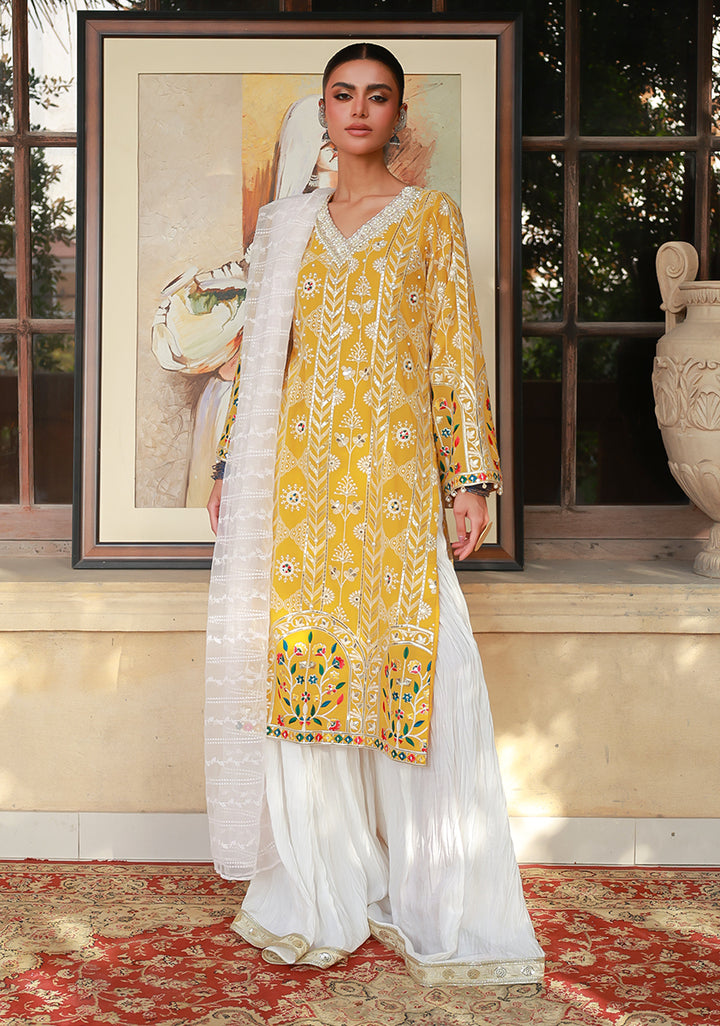 Huma Adnan Sufia Suit Mustard 3 Piece