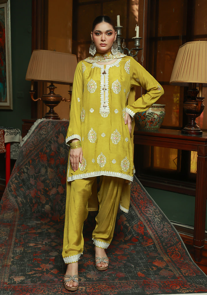 Huma Adnan Zuleyka Suit Mustard Yellow 3 Piece