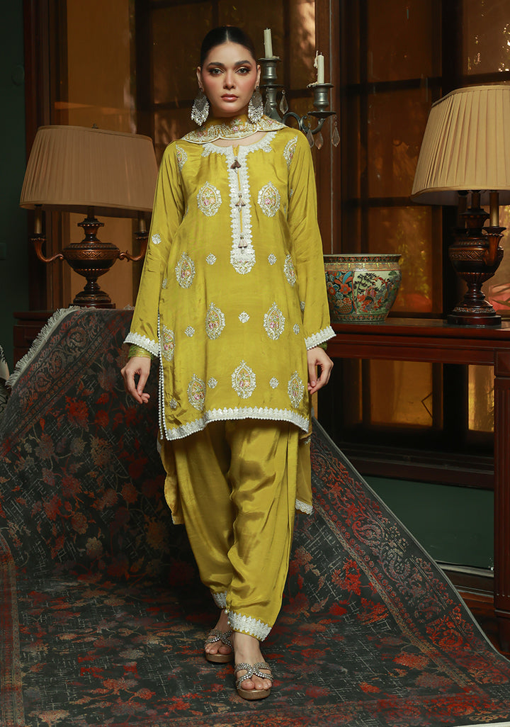 Huma Adnan Zuleyka Suit Mustard Yellow 3 Piece