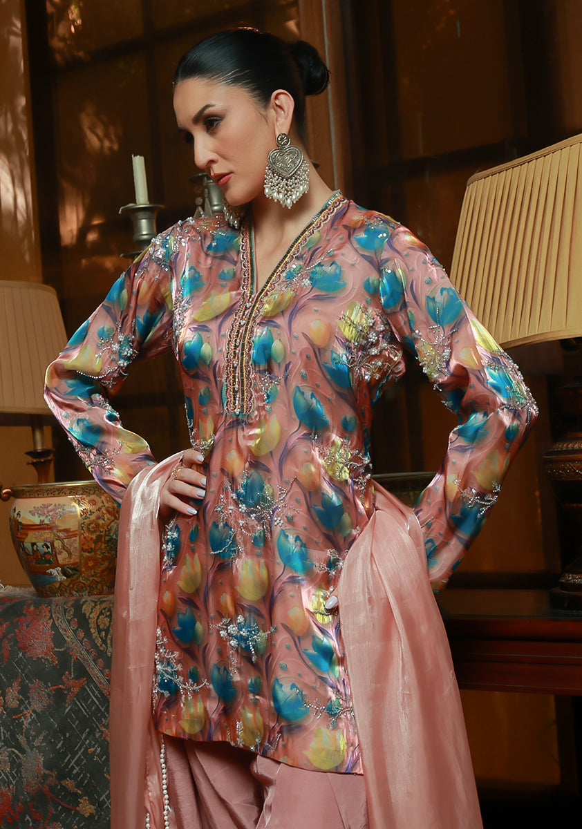 Huma Adnan ameya Suit Tea Pink 3 Piece