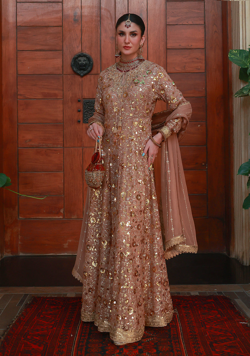 Huma Adnan arezoo Pishwas Champagne 1 Piece