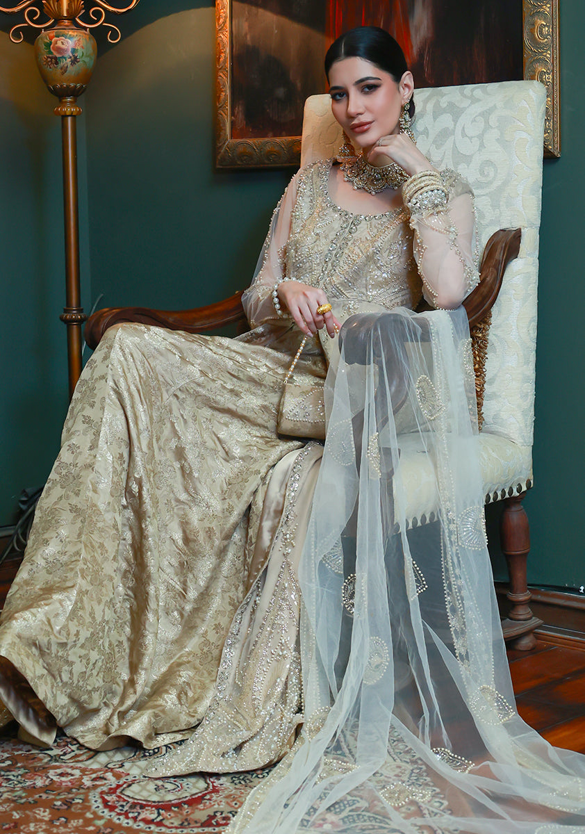 Huma Adnan eileen Suit Champagne 1 Piece