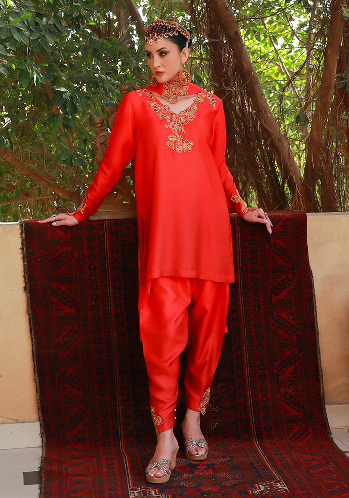 Huma Adnan inshira Suit Red 3 Piece
