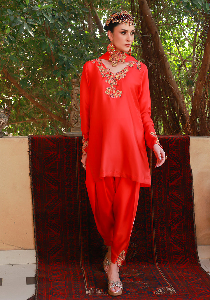 Huma Adnan inshira Suit Red 3 Piece