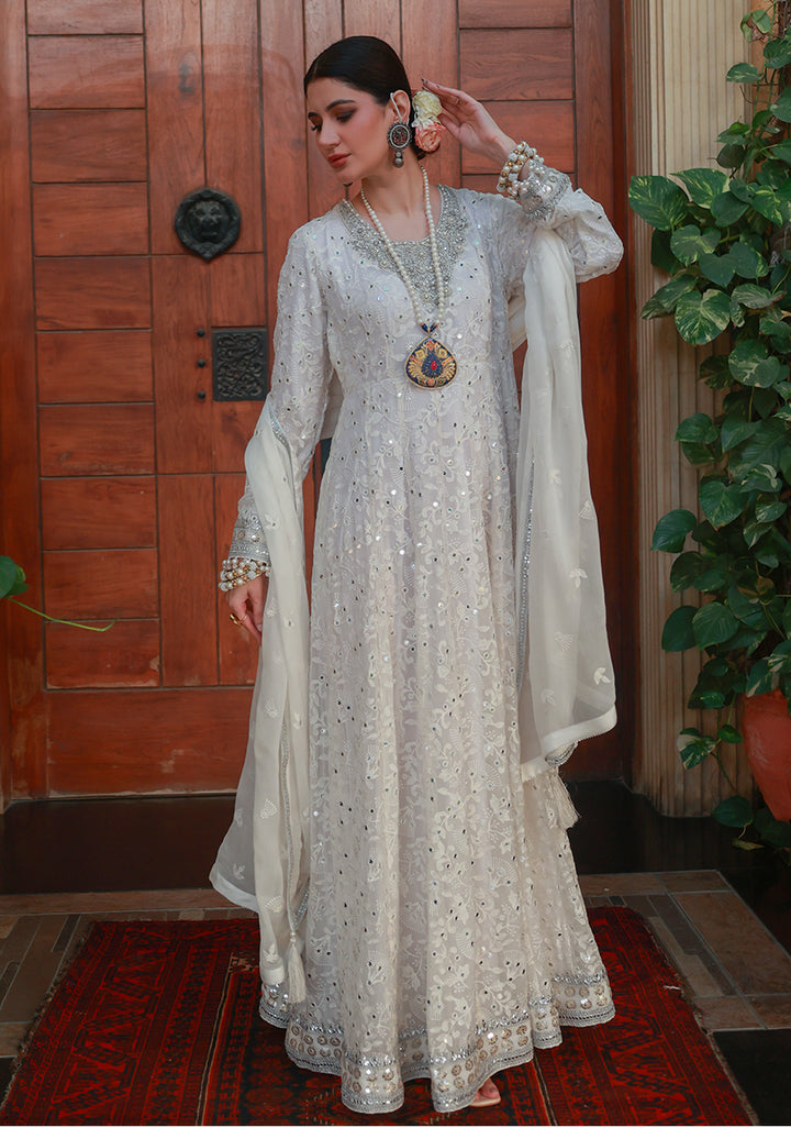 Huma Adnan liyara Pishwas Elegant white 1 Piece
