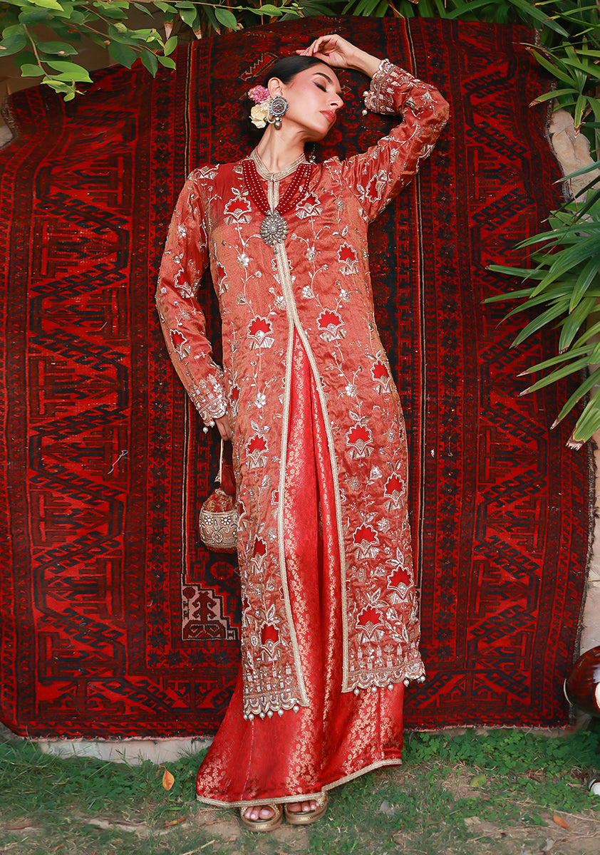 Huma Adnan mehrayah Suit Maroon 3 Piece
