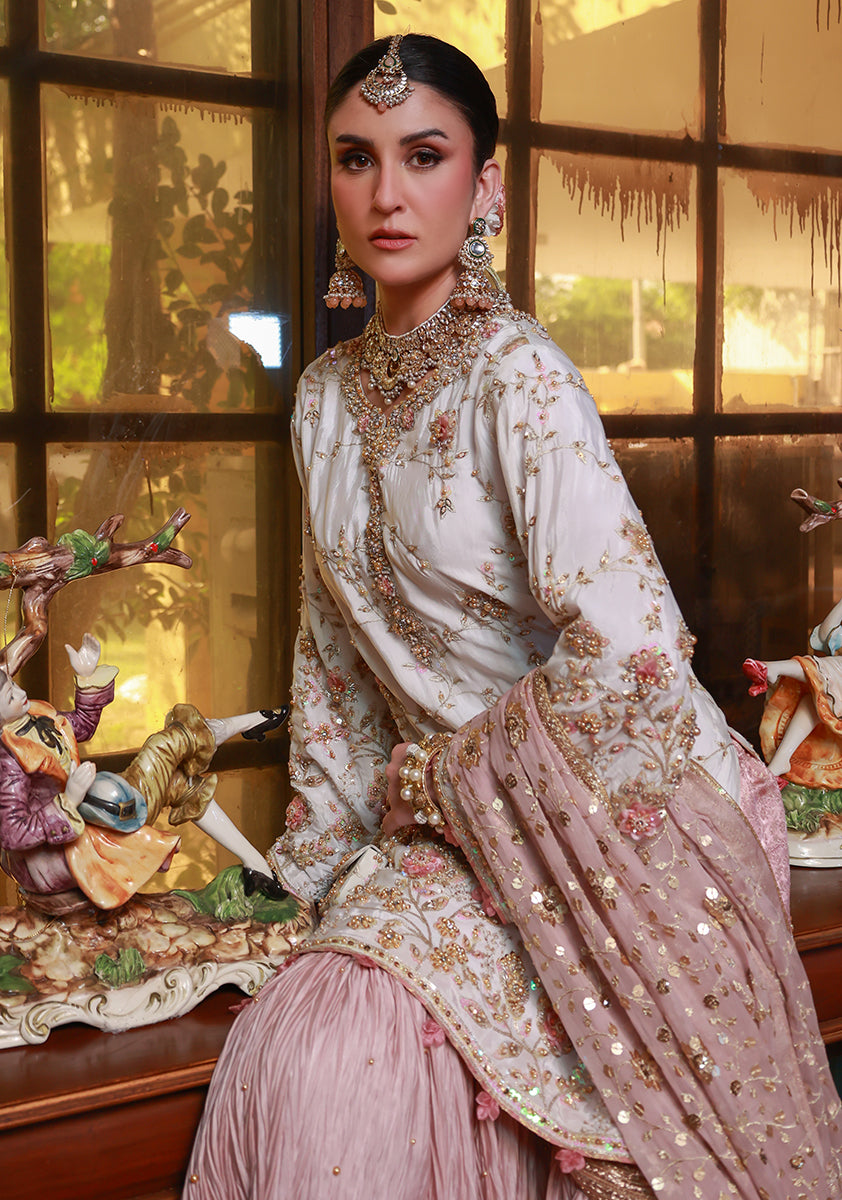 Huma Adnan nayel Suit White 3 Piece