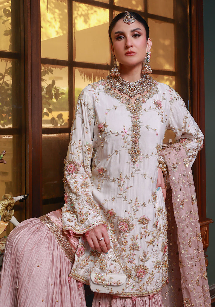 Huma Adnan nayel Suit White 3 Piece