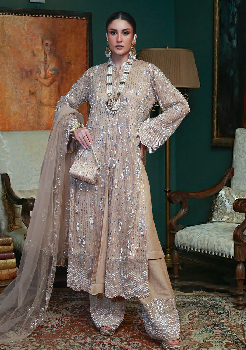 Huma Adnan noreza Suit Champagne 3 Piece