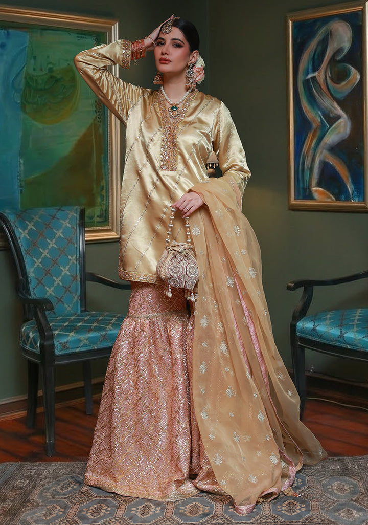 Huma Adnan rameesha Suit Gold 3 Piece