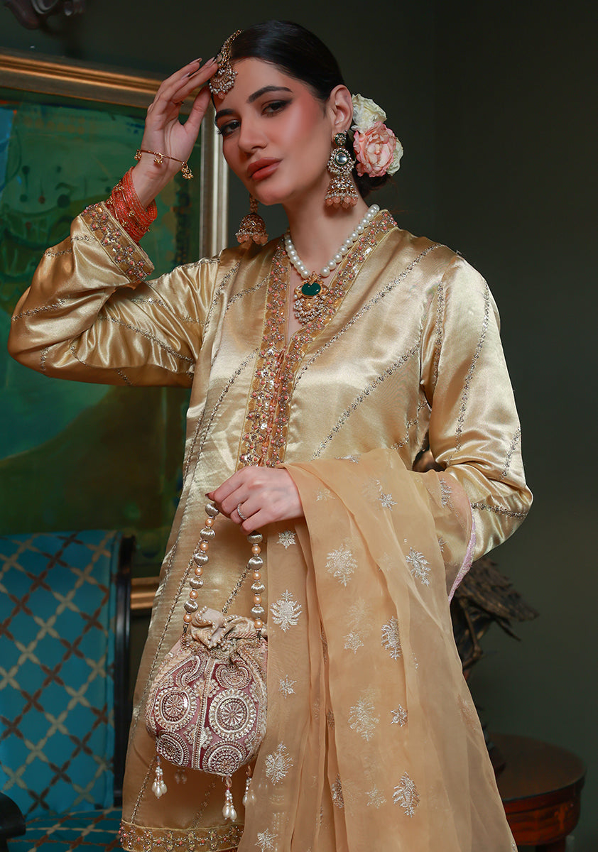 Huma Adnan rameesha Suit Gold 3 Piece