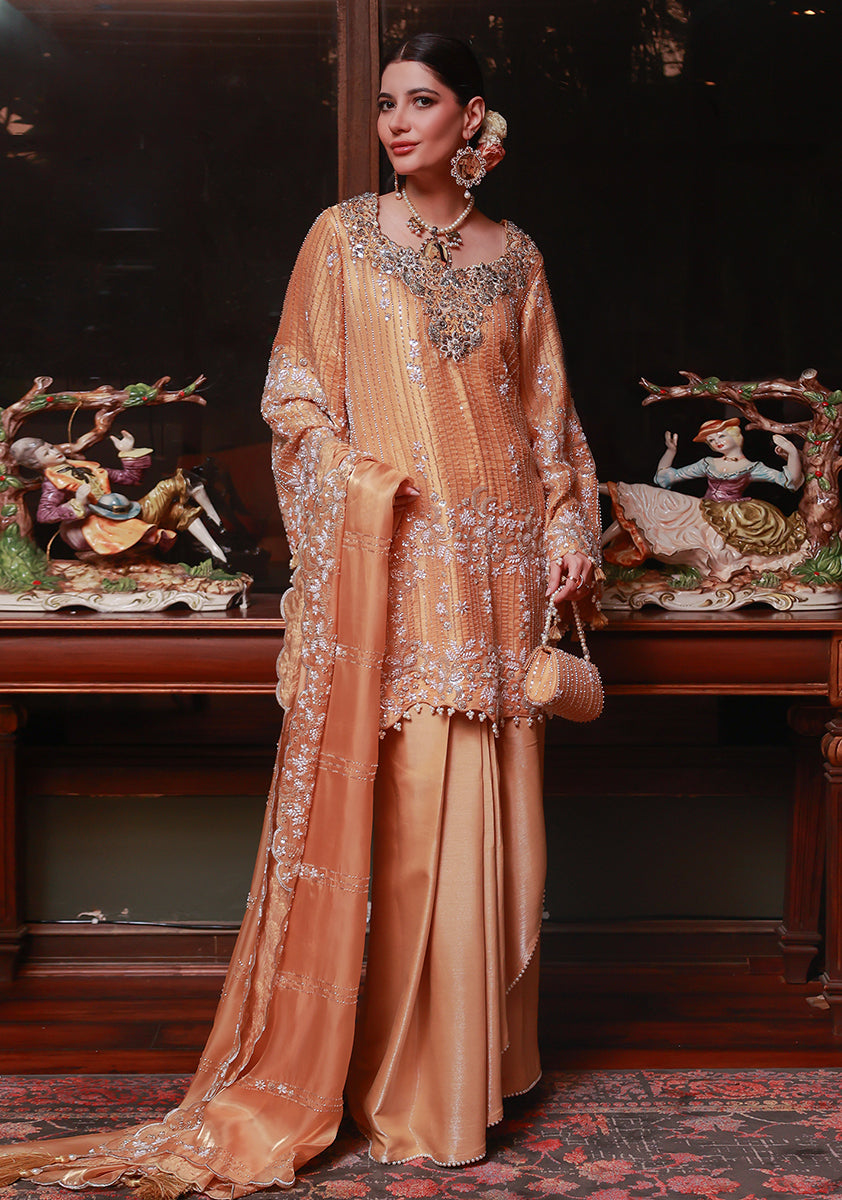 Huma Adnan raneem Suit Gold 3 Piece