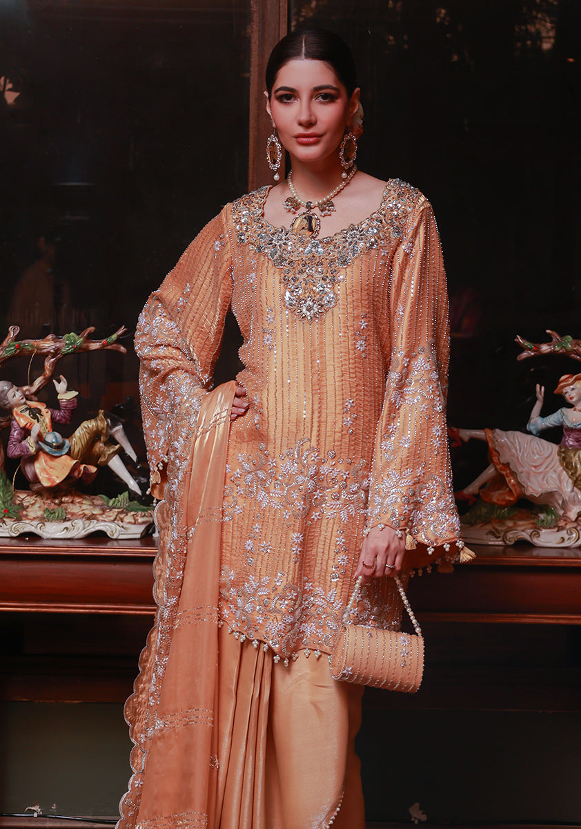 Huma Adnan raneem Suit Gold 3 Piece
